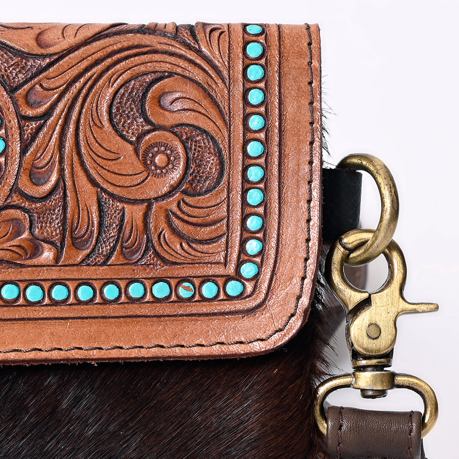 Ohlay Bags KBK113 Clutch Hand Tooled Hair-On Genuine Leather Women Bag Western Handbag Purse