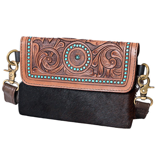 Ohlay Bags KBK113 Clutch Hand Tooled Hair-On Genuine Leather Women Bag by Hilason – Cowboy and equestrian accessories