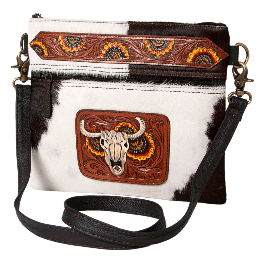Ohlay Bags KBK114 Clutch Hand Tooled Hair-On Genuine Leather Women Bag by Hilason – Cowboy and equestrian accessories