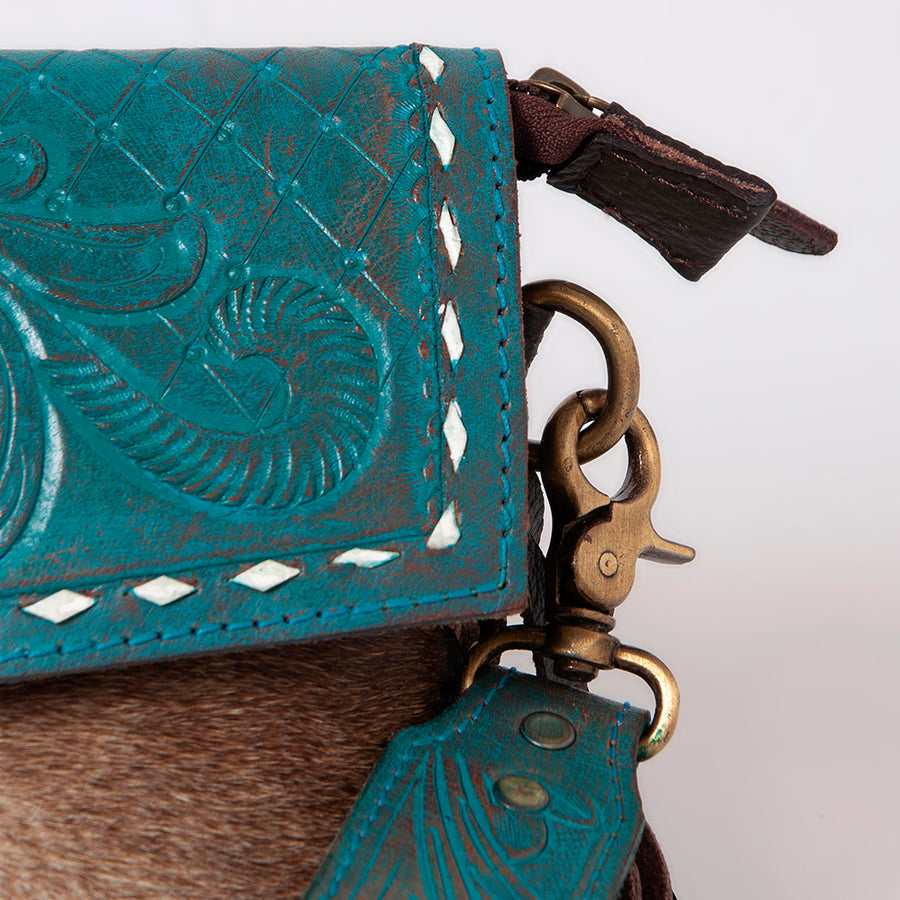 OHLAY Clutch Hand Tooled Hair on Genuine Leather Western Women Bag Handbag Purse | Purses for Cute