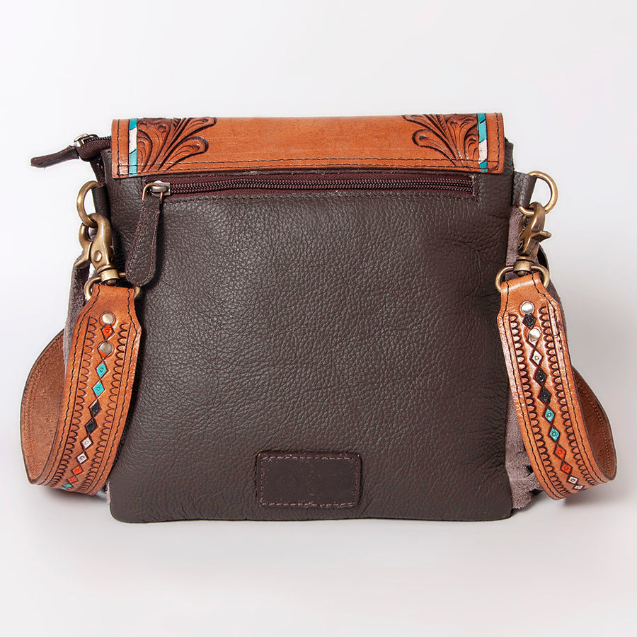 OHLAY Messenger Hand Tooled Hair-On Genuine Leather Women Bag Western Handbag Purse | Womens Handbags Belt for Summer
