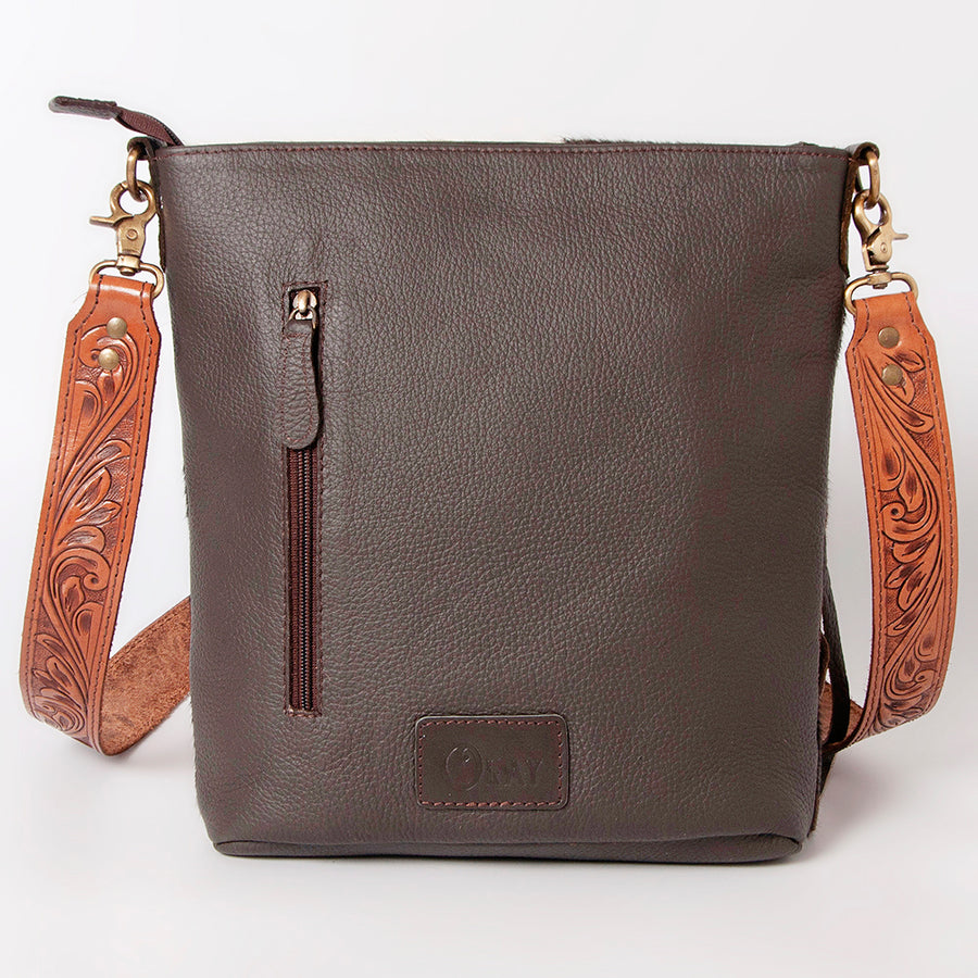 OHLAY Large Crossbody Hand Tooled Hair-On Genuine Leather Women Bag Western Handbag Purse | Womens Handbags Belt for Summer