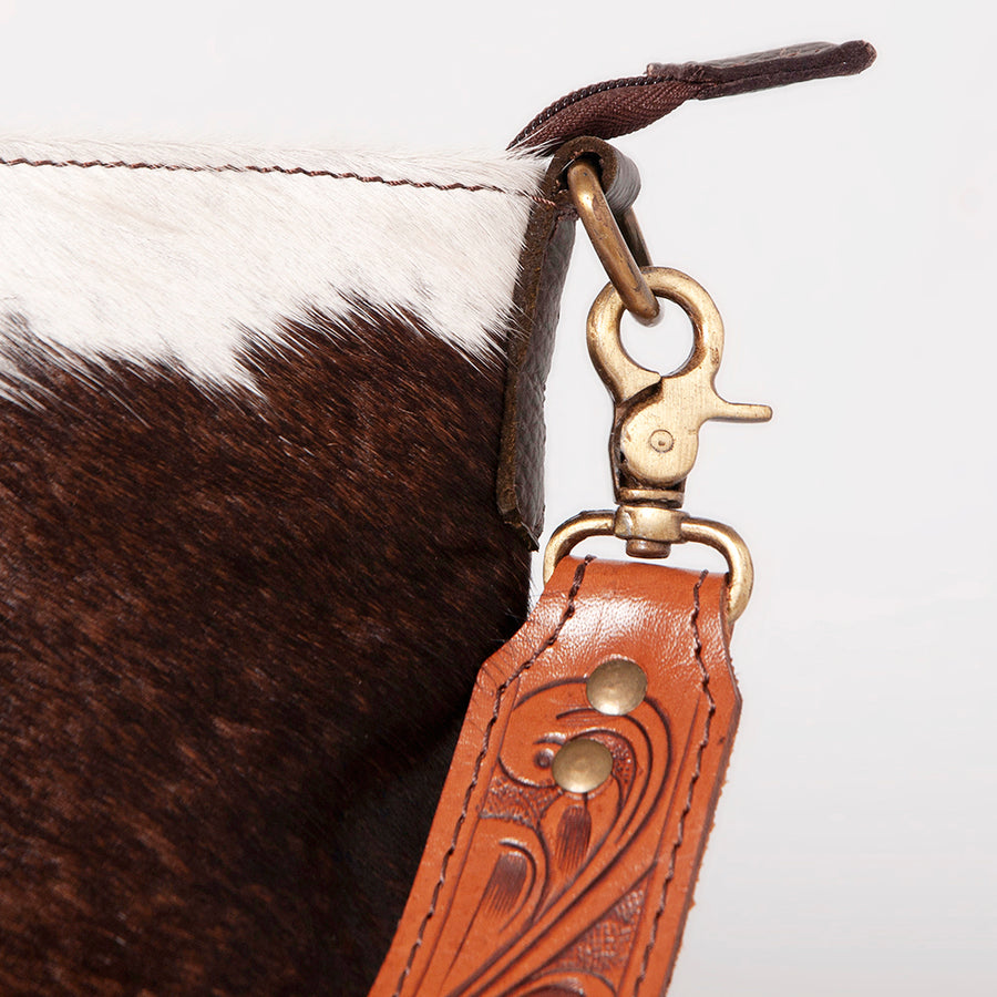 OHLAY Large Crossbody Hand Tooled Hair-On Genuine Leather Women Bag Western Handbag Purse | Womens Handbags Belt for Summer