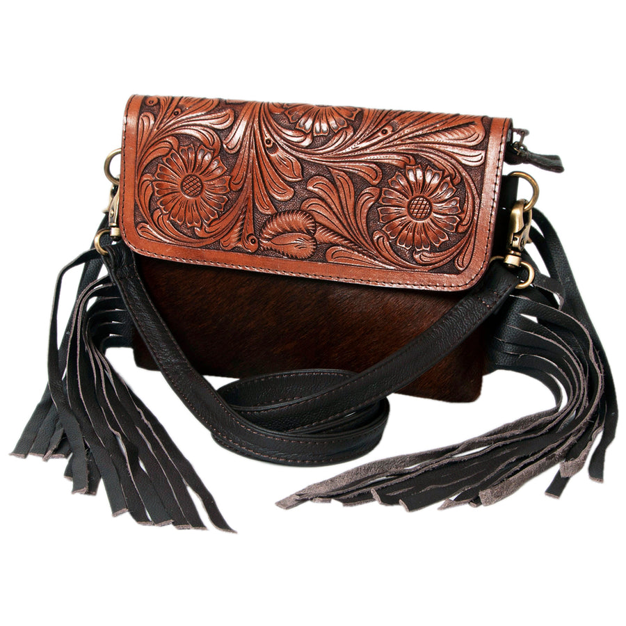 Ohlay Bags KBK121 Clutch Hand Tooled Hair-On Genuine Leather Women Bag by Hilason – Cowboy and equestrian accessories