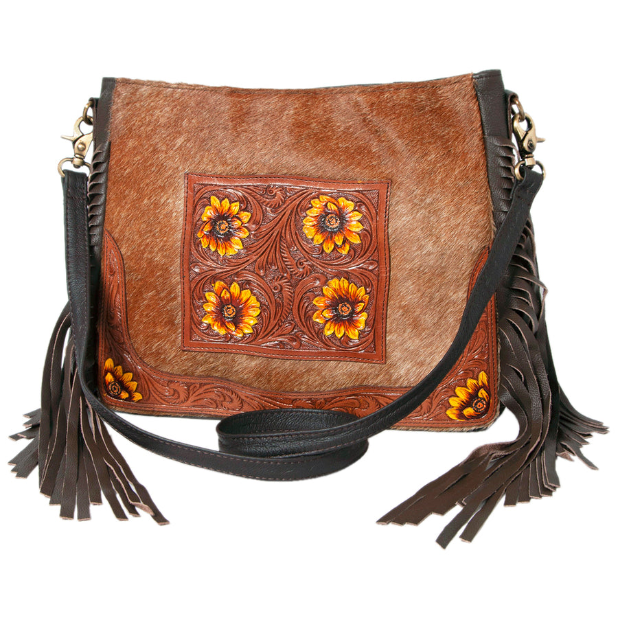 OHLAY KBK126 HOBO Hand Tooled Hair-on Genuine Leather women bag by Hilason – Cowboy and equestrian accessories