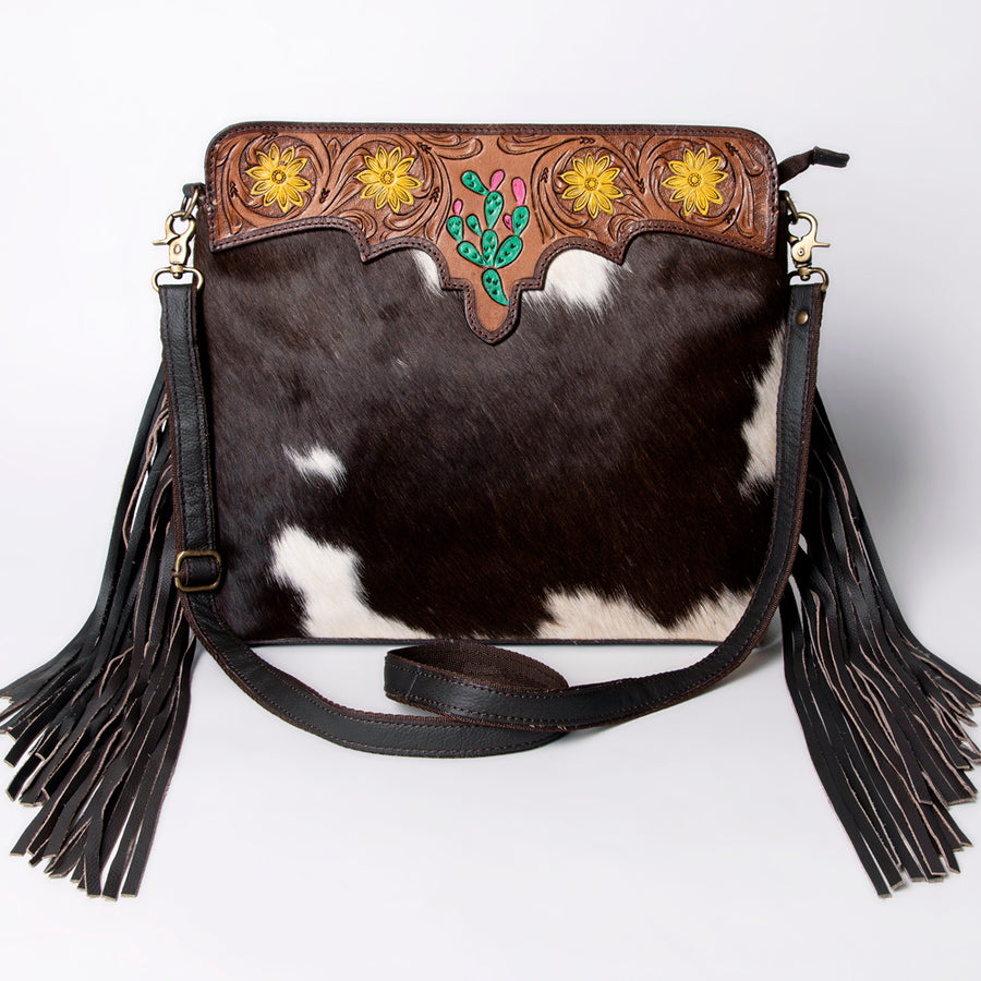 Ohlay Bags KBA101 Cross Body I Hand Tooled Hair-On Genuine Leather Women Bag Western Handbag Purse