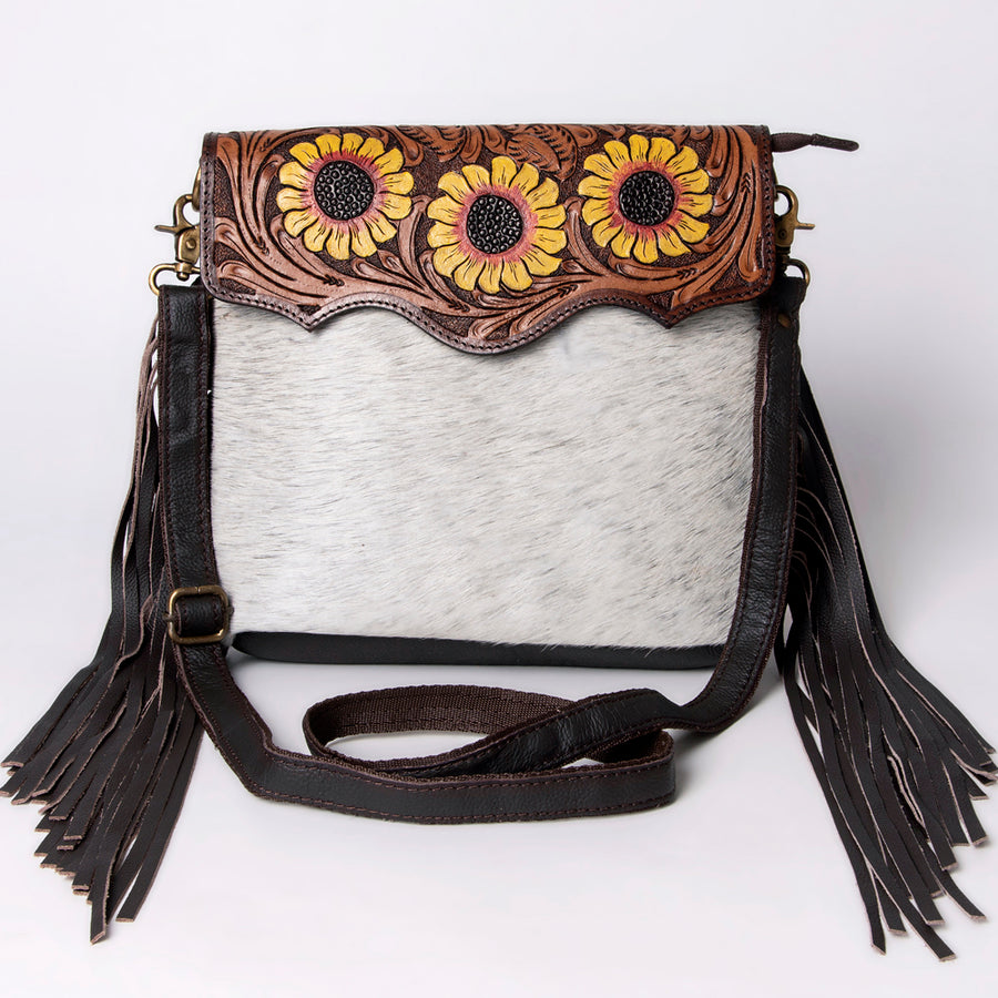 OHLAY Messenger Hand Tooled Hair-On Genuine Leather Women Bag Western Handbag Purse | Womens Handbags Belt for Summer