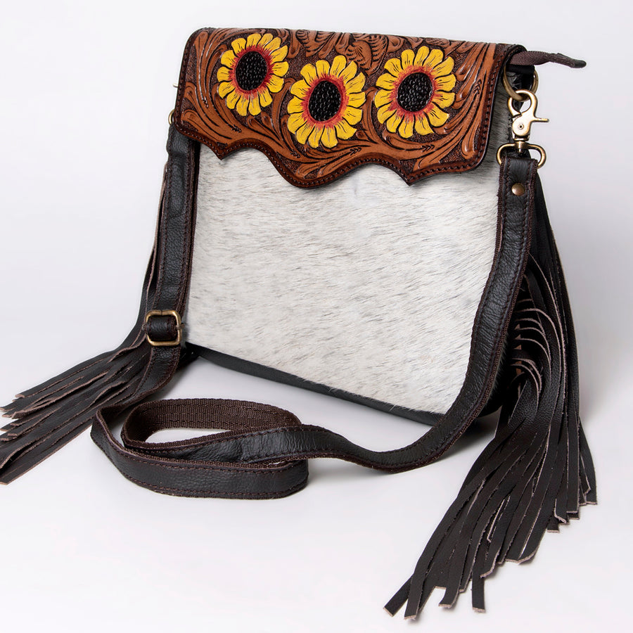 OHLAY Messenger Hand Tooled Hair-on Genuine Leather women bag western handbag purse - Uhorse