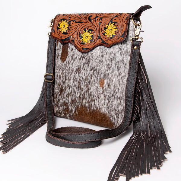 OHLAY Messenger Hand Tooled Hair-on Genuine Leather women bag western handbag purse - Uhorse