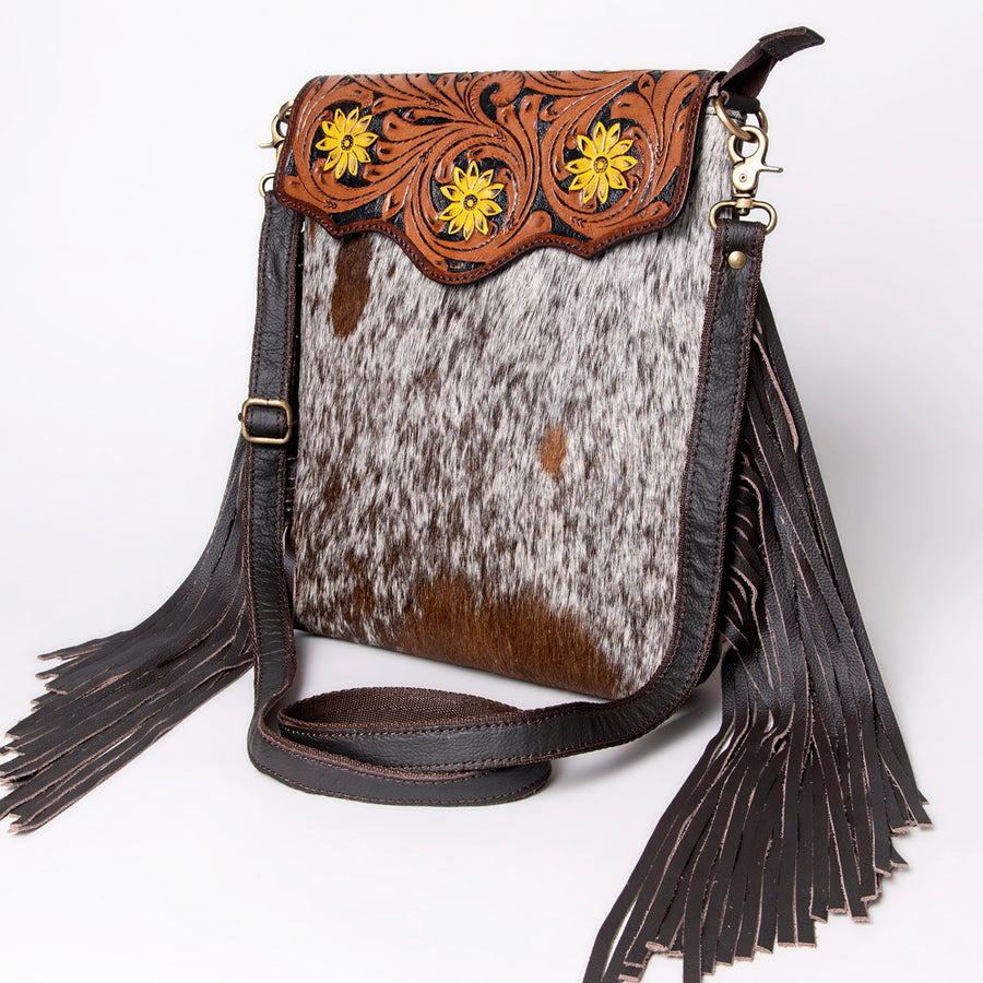 OHLAY Messenger Hand Tooled Hair-on Genuine Leather women bag western handbag purse - Uhorse