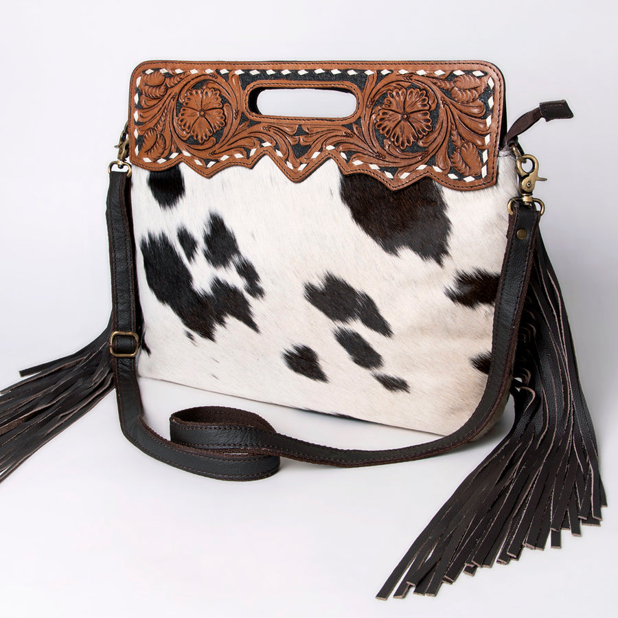 OHLAY SKBA105 Clutch Hand Tooled Hair-On Genuine Leather women bag by Hilason – Cowboy and equestrian accessories