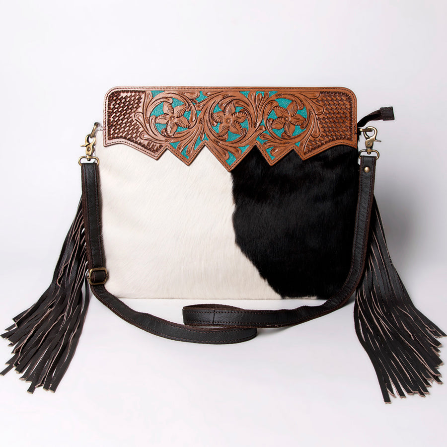 Ohlay Bags KBA107 Cross Body I Hand Tooled Hair-On Genuine Leather Women Bag Western Handbag Purse