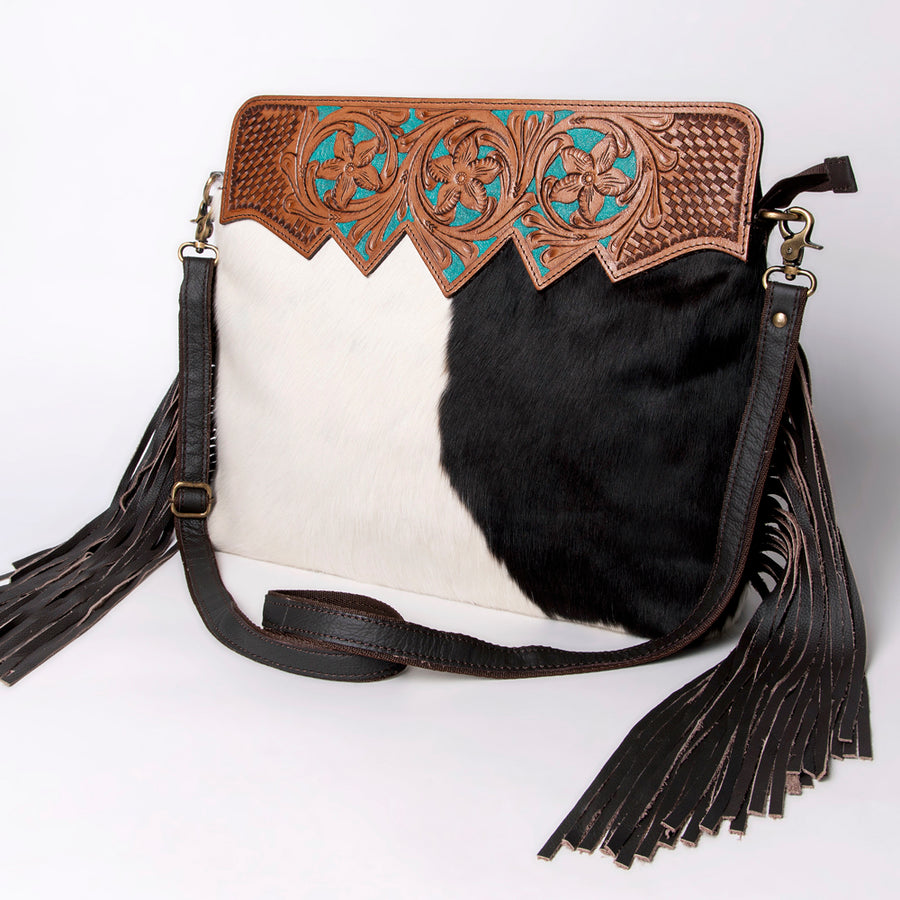 Ohlay Bags KBA107 Cross Body I Hand Tooled Hair-On Genuine Leather by Hilason – Cowboy and equestrian accessories