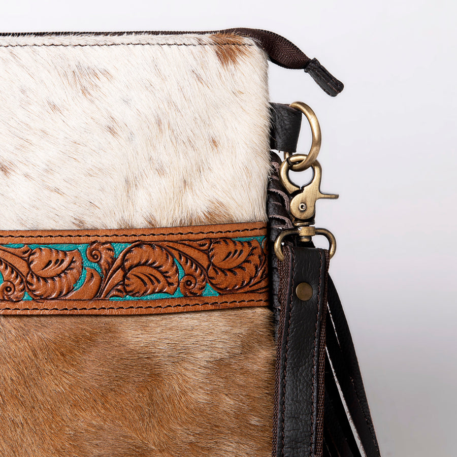 Ohlay Bags KBA109 Cross Body I Hand Tooled Hair-On Genuine Leather Women Bag Western Handbag Purse