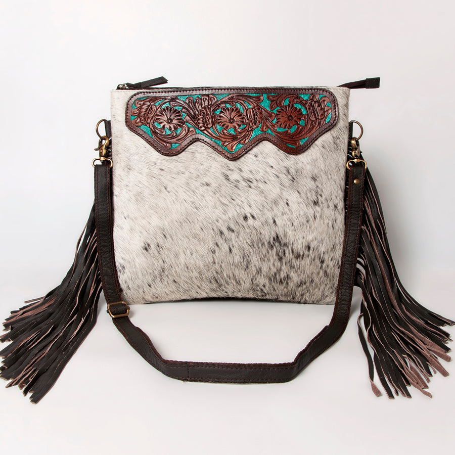 Ohlay Bags KBA115 Cross Body I Hand Tooled Hair-On Genuine Leather Women Bag Western Handbag Purse