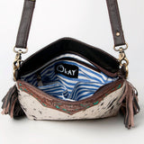 Ohlay Bags SKBA116 Cross Body I Hand Tooled Hair-On Genuine Leather Women Bag Western Handbag Purse