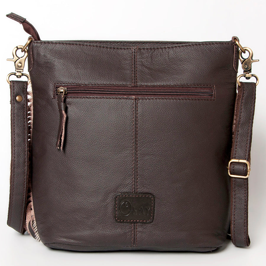 Ohlay Bags KBA117 Cross Body I Hand Tooled Hair-On Genuine Leather Women Bag Western Handbag Purse