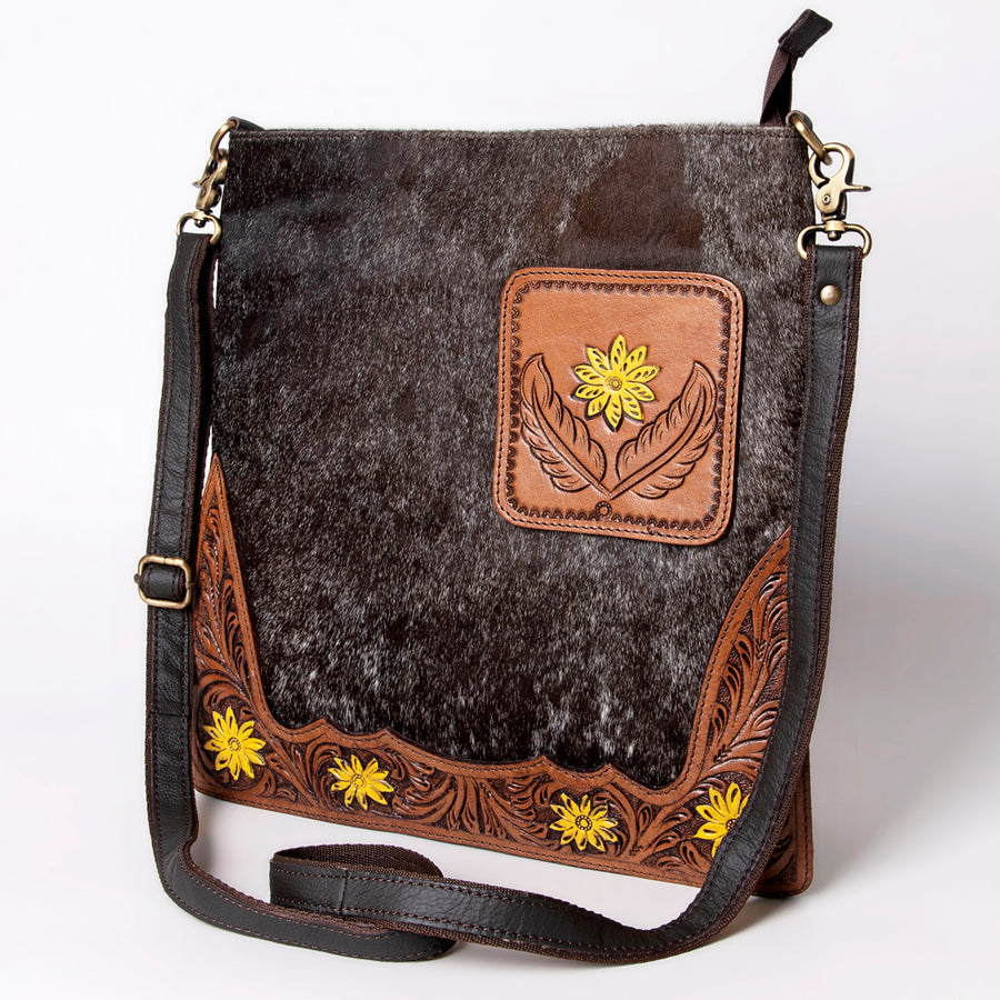 Ohlay Bags KBA119 Cross Body I Hand Tooled Hair-On Genuine Leather Women Bag Western Handbag Purse