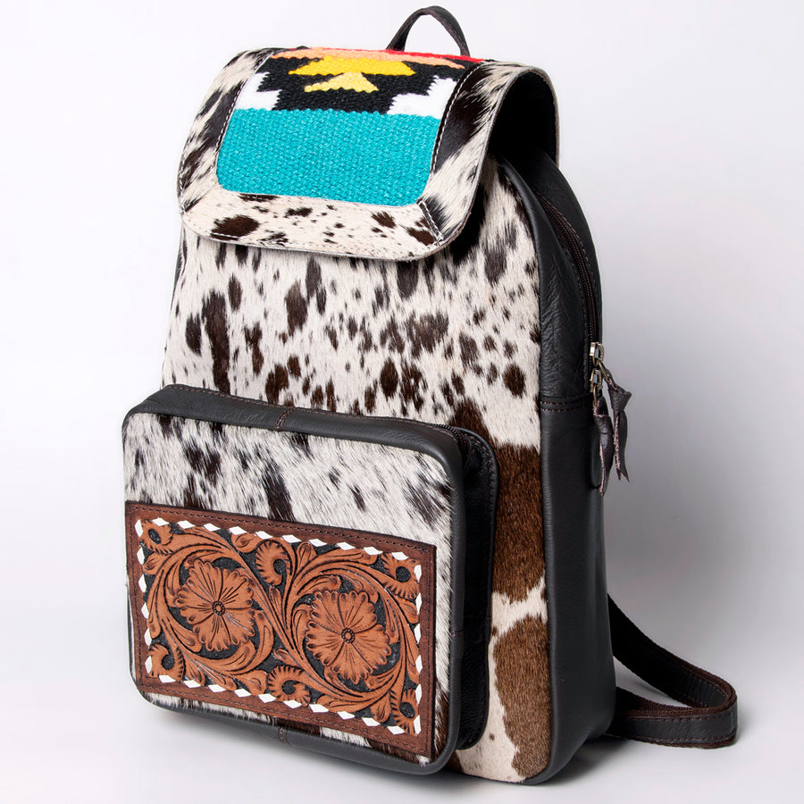OHLAY KBA123 Backpack Hand Tooled Upcycled Wool Hair-On Genuine by Hilason – Cowboy and equestrian accessories