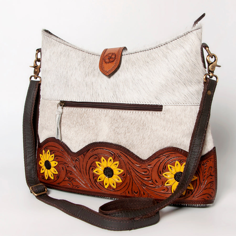 OHLAY KBA125 HOBO Hand Tooled Hair-on Genuine Leather women bag by Hilason – Cowboy and equestrian accessories