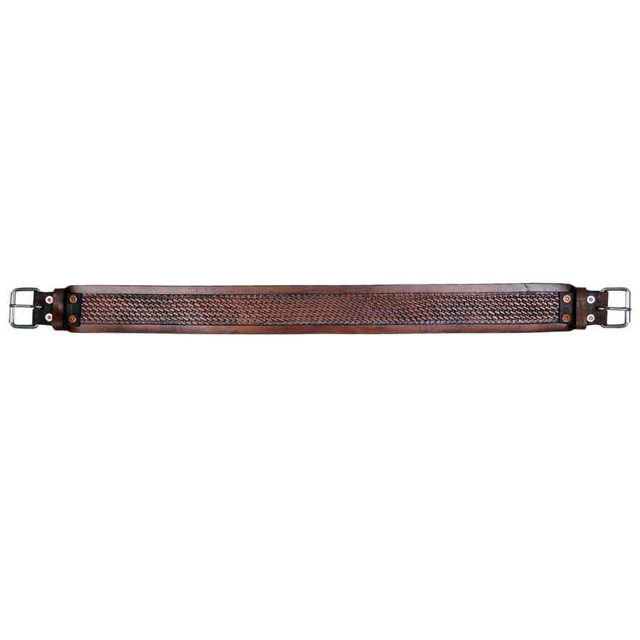 Horse Saddle Cinch Girth Handtooled Leather Antique Tan Comfytack by Hilason