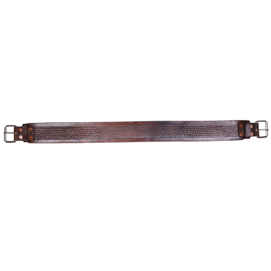Horse Saddle Cinch Girth Handtooled Basketweave Leather Brown Comfytack by Hilason
