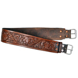 Horse Saddle Cinch Girth Handtooled Leather Antique Tan Comfytack by Hilason