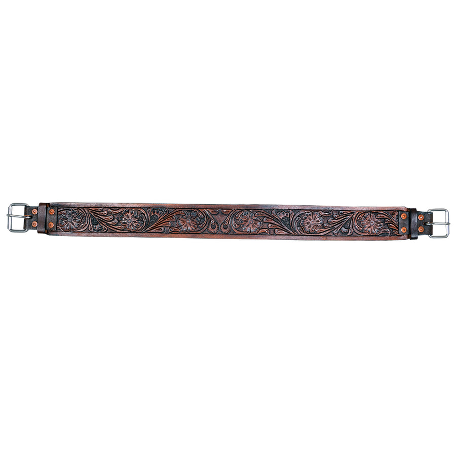 Horse Saddle Cinch Girth Handtooled Leather Antique Brown Comfytack by Hilason