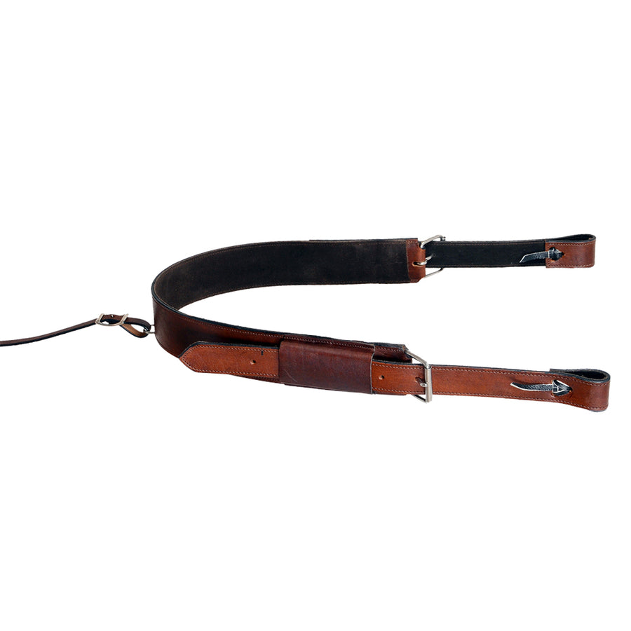 Comfytack Horse Saddle Flank Cinch Girth Handtooled Leather with Billets Antique Brown - Hilason