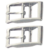 Hilason 1 Inch Die Cast Double BAR Buckle Nickel Plated Set of 2 - Uhorse