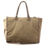 OHLAY KB348 TOTE Upcycled Canvas Genuine Leather women bag western handbag purse