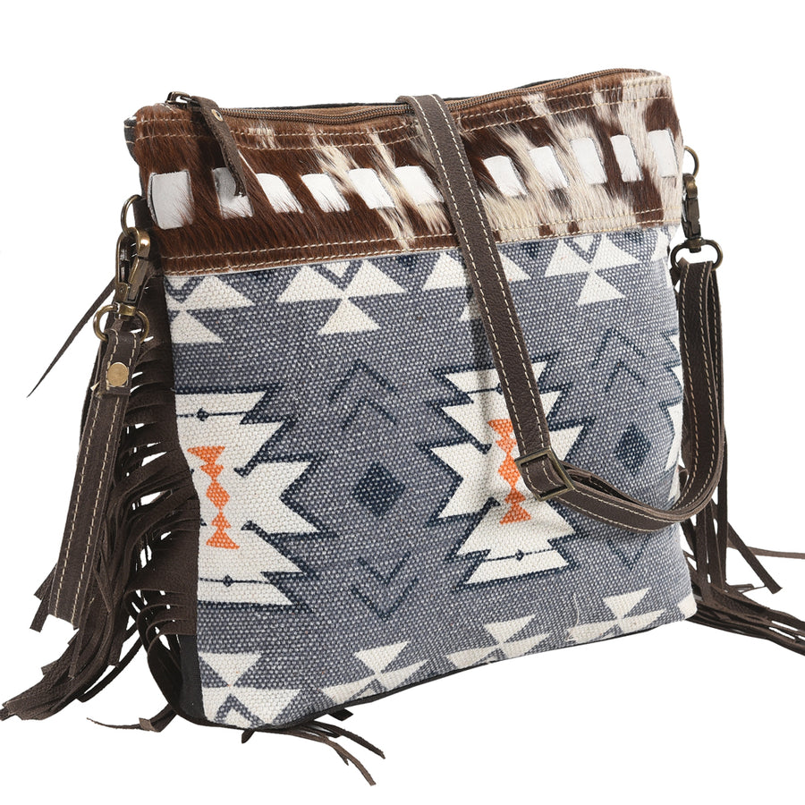 OHLAY KB350 Cross Body Upcycled Canvas Hair-On Genuine Leather women by Hilason – Cowboy and equestrian accessories