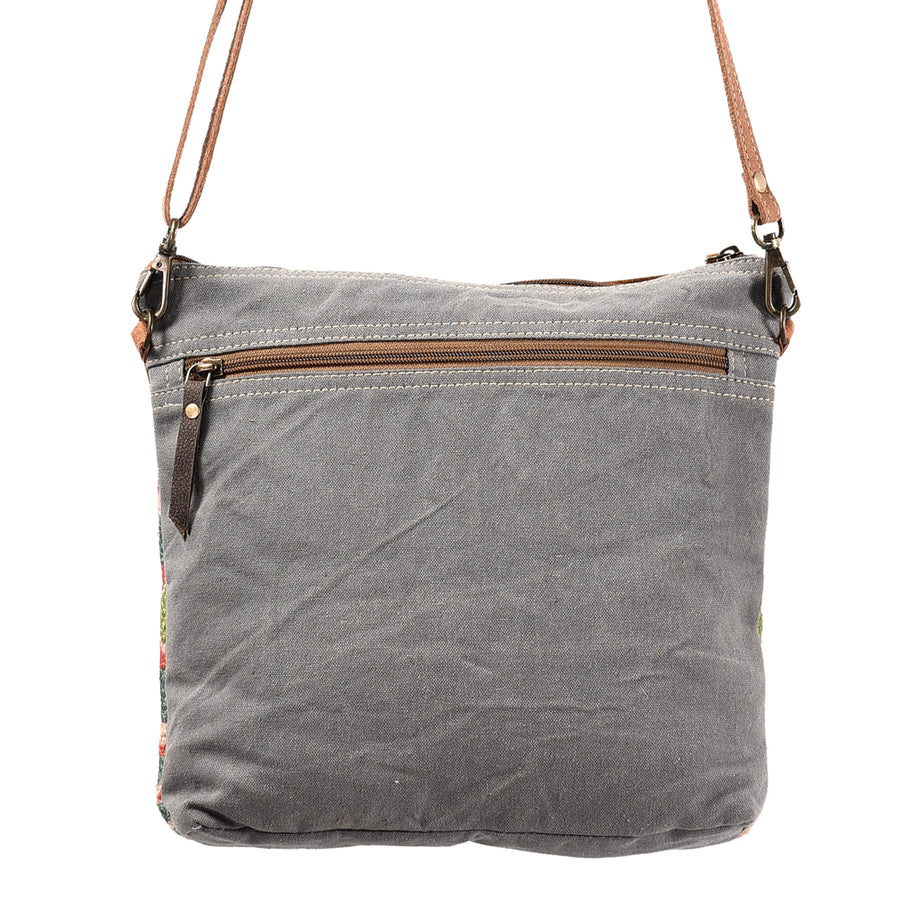 OHLAY Cross Body Upcycled Wool Canvas Embossed Genuine Leather Women Bag Western Handbag Purse Womens Handbags Belt Summer
