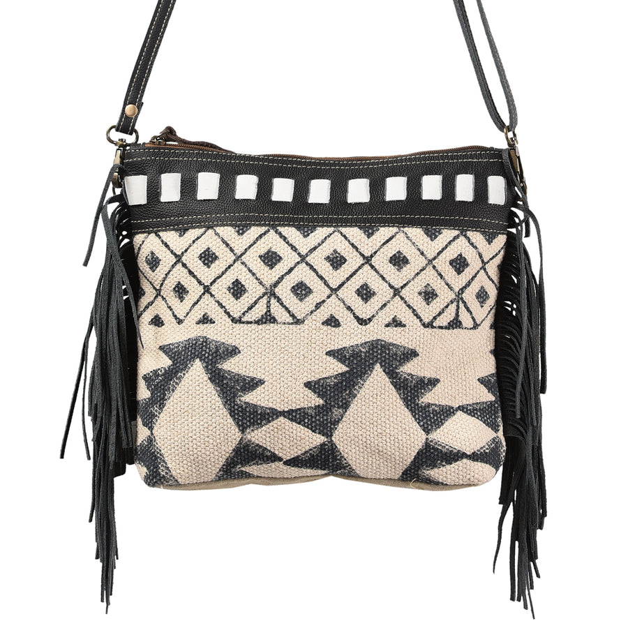 OHLAY Bucket Upcycled Wool Canvas Hair On Genuine Leather Women Bag Western Handbag Purse | Womens Handbags Belt for Summer