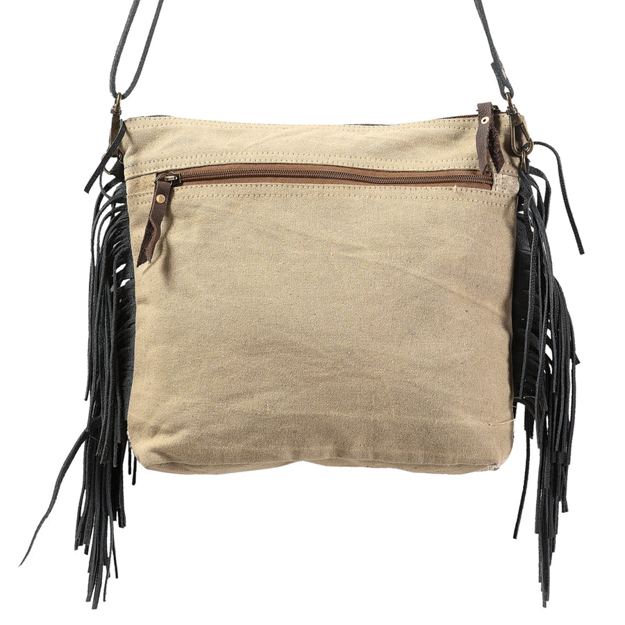OHLAY Bucket Upcycled Wool Canvas Hair On Genuine Leather Women Bag Western Handbag Purse | Womens Handbags Belt for Summer