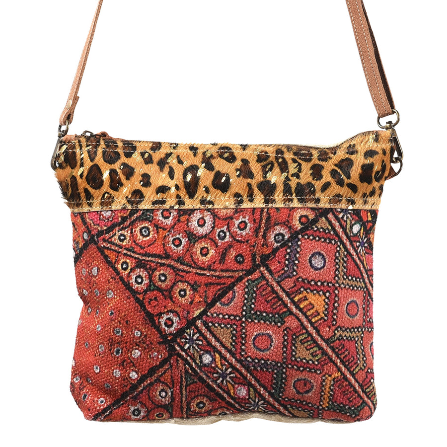 OHLAY Bucket Upcycled Wool Canvas Hair On Genuine Leather Women Bag Western Handbag Purse | Womens Handbags Belt for Summer