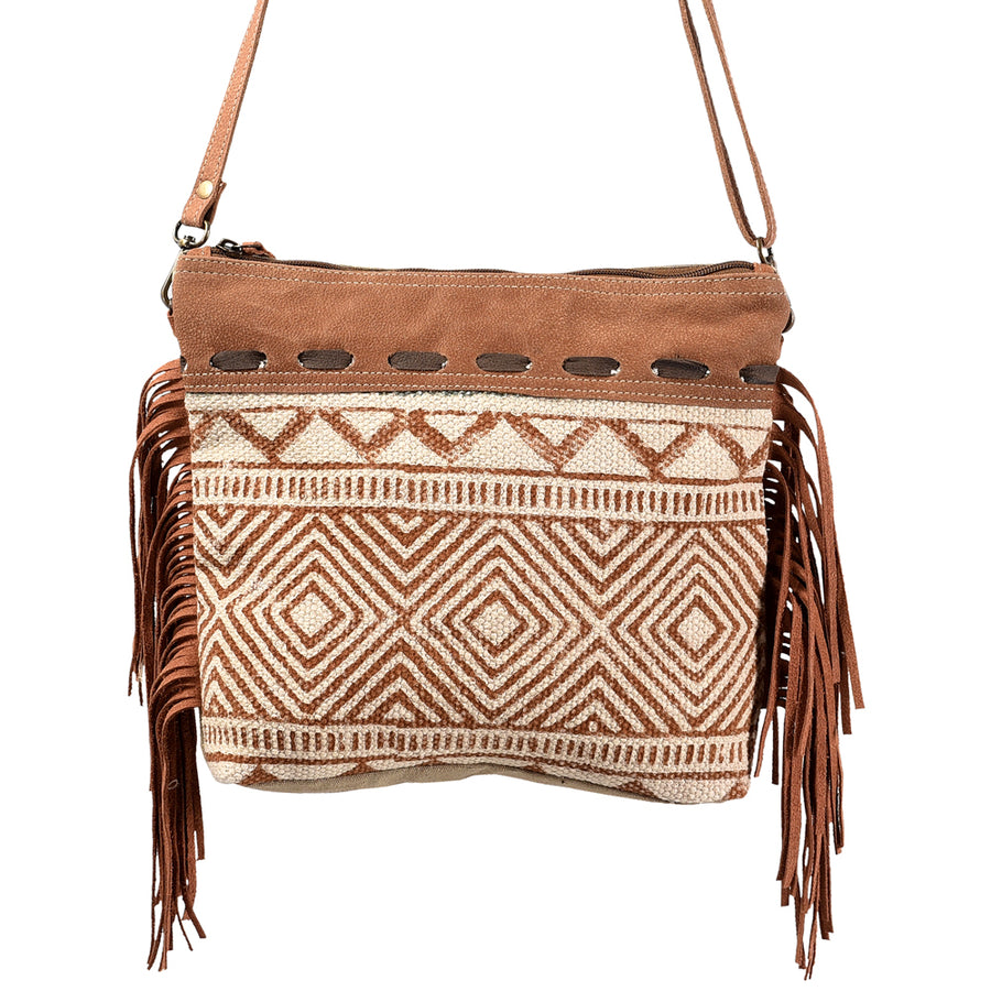 OHLAY Bucket Upcycled Wool Canvas Hair On Genuine Leather Women Bag Western Handbag Purse | Womens Handbags Belt for Summer