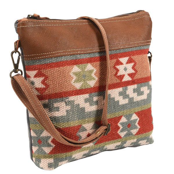 OHLAY KB358 Cross Body Upcycled Wool Upcycled Canvas Genuine Leather by Hilason – Cowboy and equestrian accessories