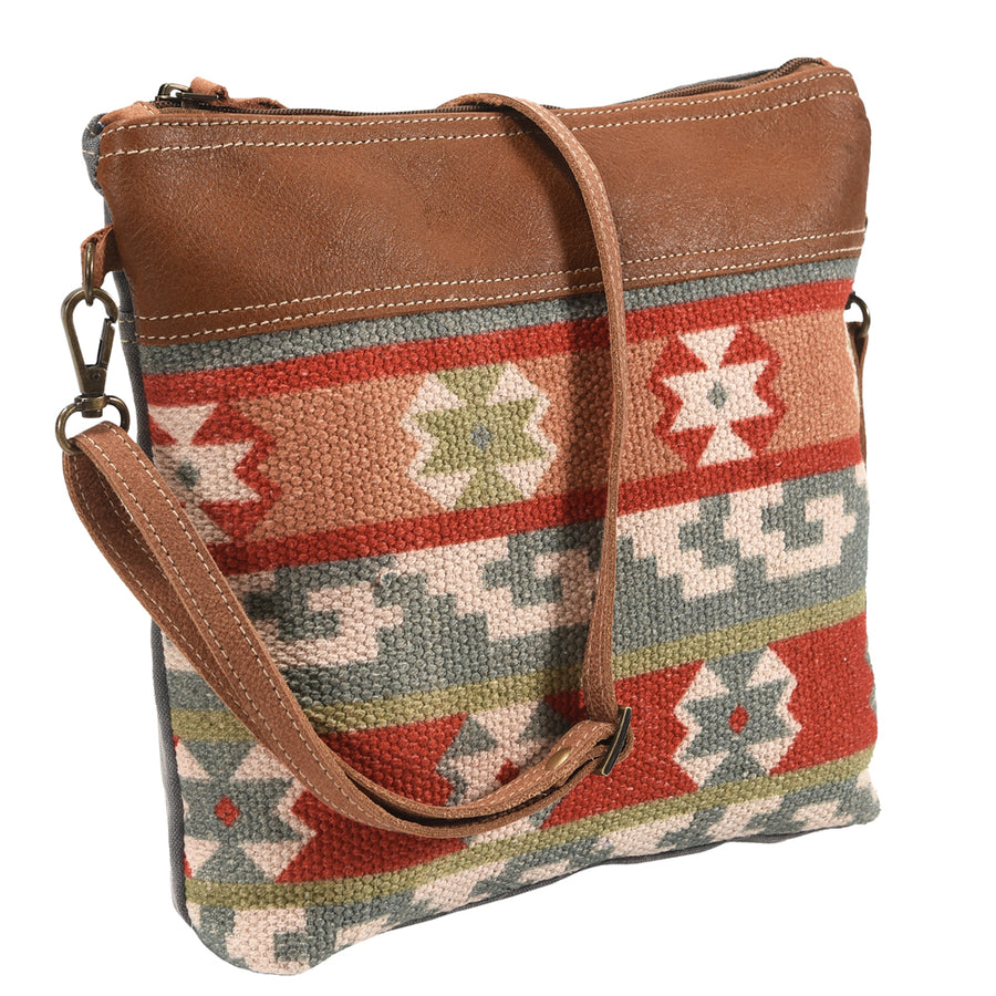 OHLAY KB358 Cross Body Upcycled Wool Upcycled Canvas Genuine Leather by Hilason – Cowboy and equestrian accessories