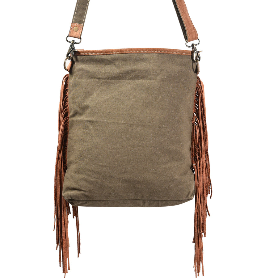 OHLAY Large Crossbody Upcycled Wool Canvas Hair-On Genuine Leather Women's Bag Western Handbag Purse Womens Handbags Purses