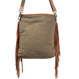 OHLAY MESSENGER Upcycled Wool Upcycled Canvas Hair-on Genuine Leather women bag western handbag purse