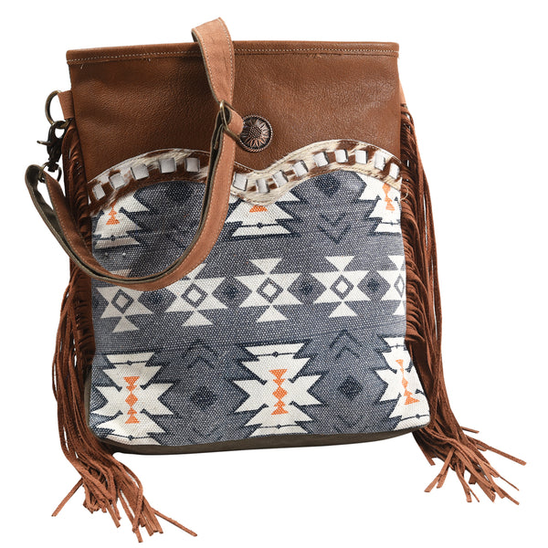 OHLAY Large Crossbody Upcycled Wool Upcycled Canvas Hair-on Genuine Leather women bag western handbag purse - Uhorse