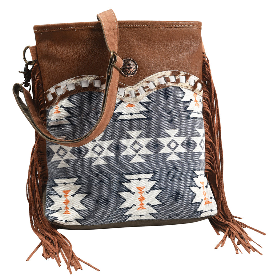 OHLAY Large Crossbody Upcycled Wool Upcycled Canvas Hair-on Genuine Leather women bag western handbag purse - Uhorse