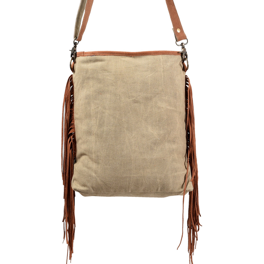 OHLAY Large Crossbody Upcycled Wool Canvas Hair-On Genuine Leather Women's Bag Western Handbag Purse Womens Handbags Purses
