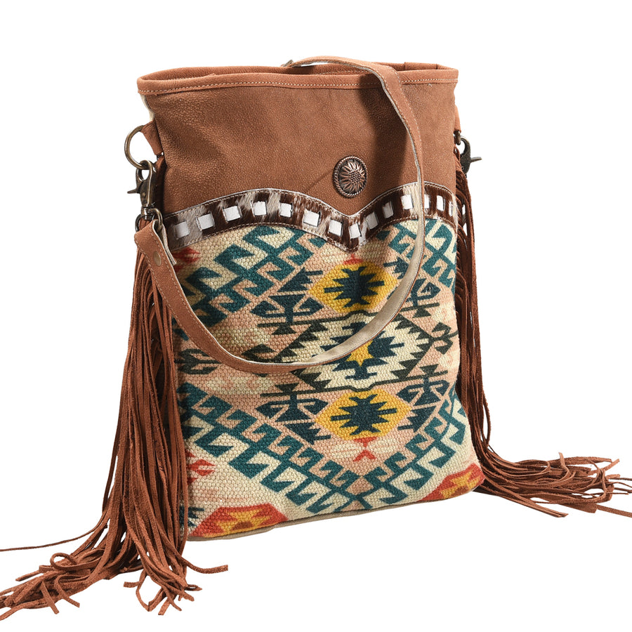OHLAY Large Crossbody Upcycled Wool Upcycled Canvas Hair-on Genuine Leather women bag western handbag purse - Uhorse