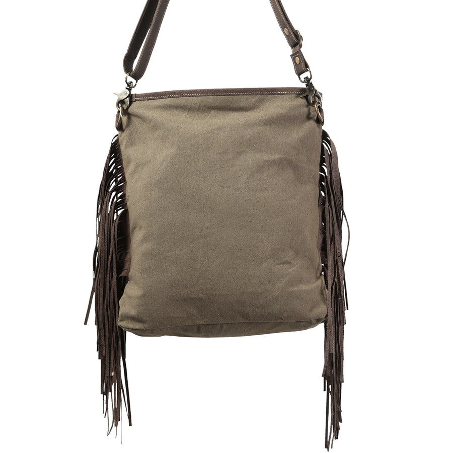 OHLAY Large Crossbody Upcycled Wool Canvas Hair-On Genuine Leather Women's Bag Western Handbag Purse Womens Handbags Purses