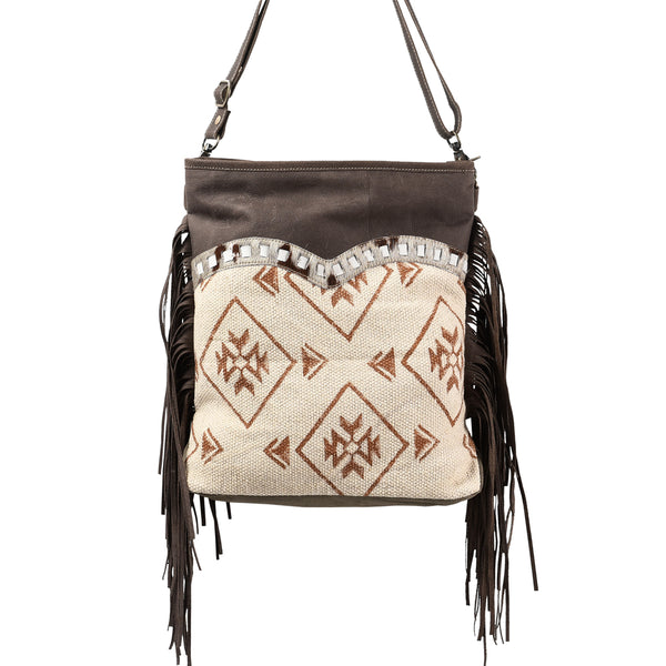 OHLAY Large Crossbody Upcycled Wool Upcycled Canvas Hair-on Genuine Leather women bag western handbag purse - Uhorse
