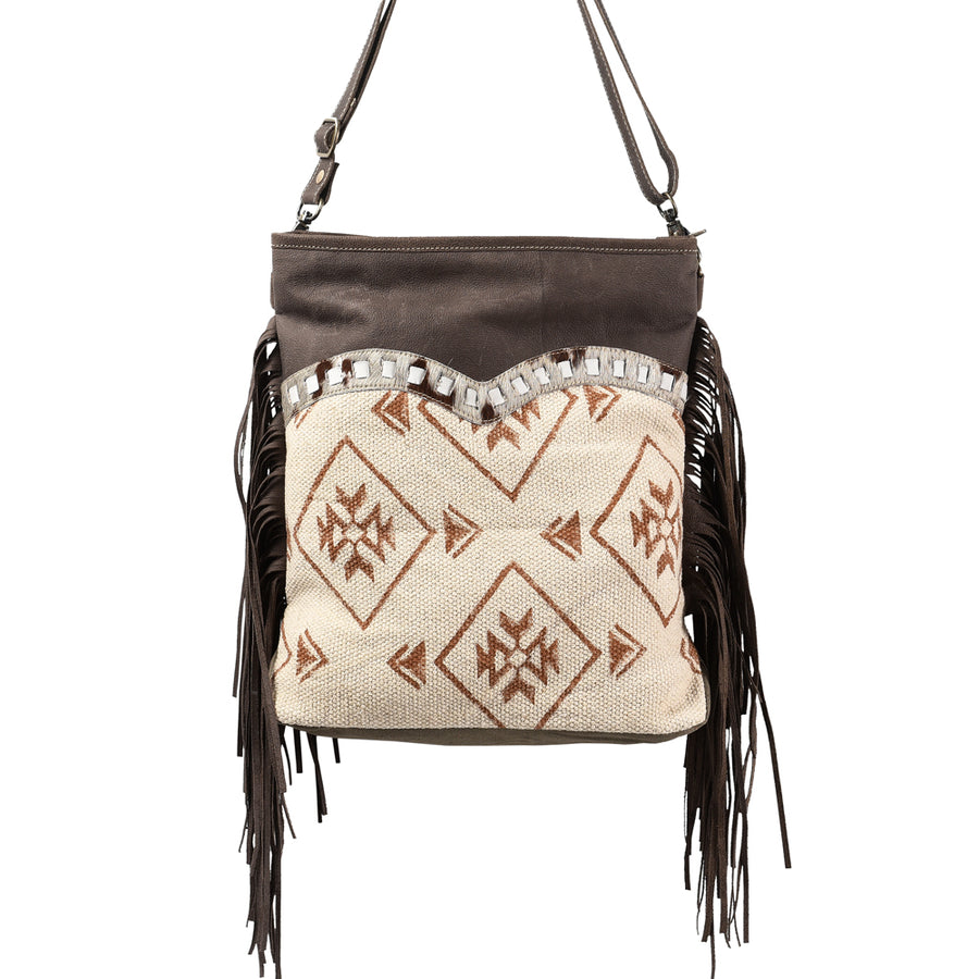 OHLAY Large Crossbody Upcycled Wool Upcycled Canvas Hair-on Genuine Leather women bag western handbag purse - Uhorse