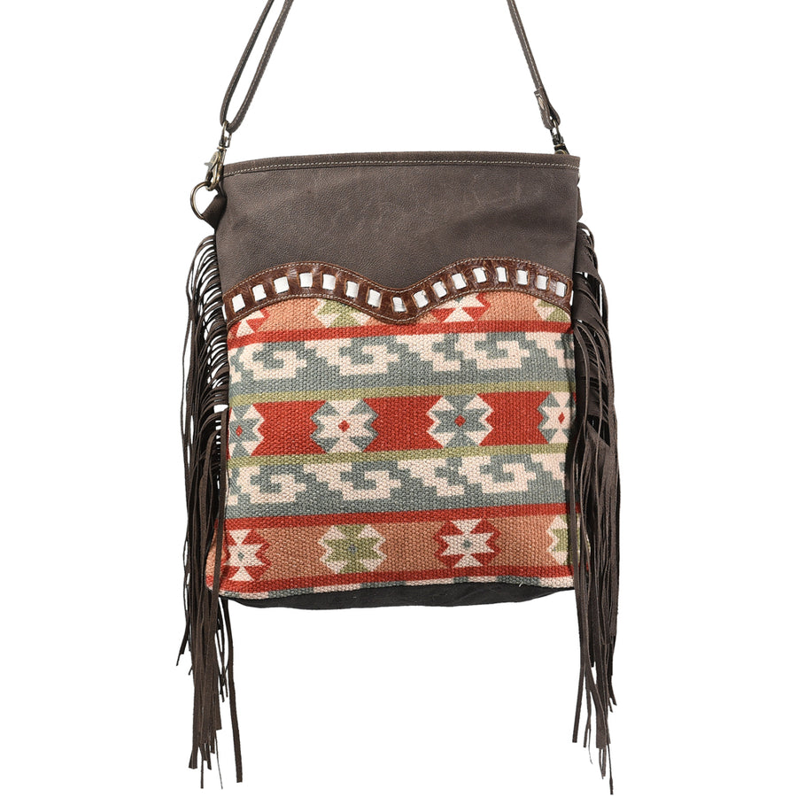 OHLAY Large Crossbody Upcycled Wool Canvas Hair-On Genuine Leather Women's Bag Western Handbag Purse Womens Handbags Purses