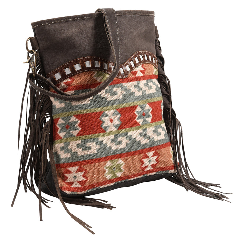OHLAY Large Crossbody Upcycled Wool Upcycled Canvas Hair-on Genuine Leather women bag western handbag purse - Uhorse